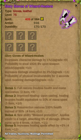 Glory Gloves of Wizard Healer