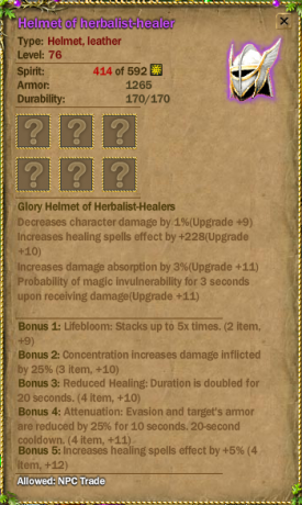 Glory Helmet of Herbalist Healer